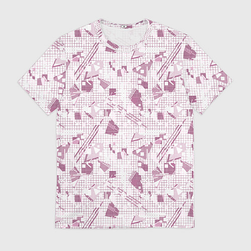 Мужская футболка Мемфис бордовый на белом геометрический клетчатый / 3D-принт – фото 1