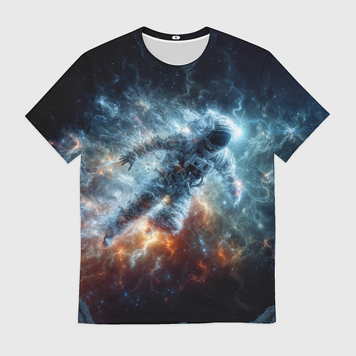 Мужская футболка Космонавт парит в космосе среди звезд / 3D-принт – фото 1