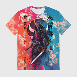 Футболка мужская Призрачный самурай - краски, цвет: 3D-принт