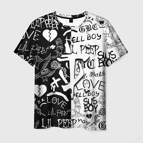 Мужская футболка Doom x liil peep pattern black / 3D-принт – фото 1