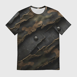 Мужская футболка Камуфляжная ткань на металле