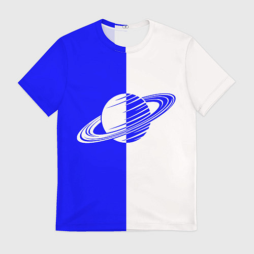 Мужская футболка Сатурн сине-белый / 3D-принт – фото 1