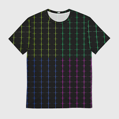 Мужская футболка Color black multicolored stripes / 3D-принт – фото 1