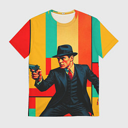 Футболка мужская Мужчина с пистолетом поп-арт, цвет: 3D-принт