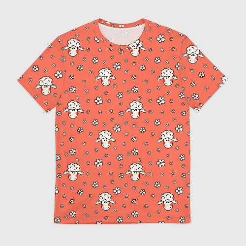 Мужская футболка Овечки в цветочках / 3D-принт – фото 1