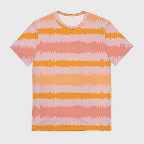 Мужская футболка Полосы зигзагообразные оранжево-розовые / 3D-принт – фото 1