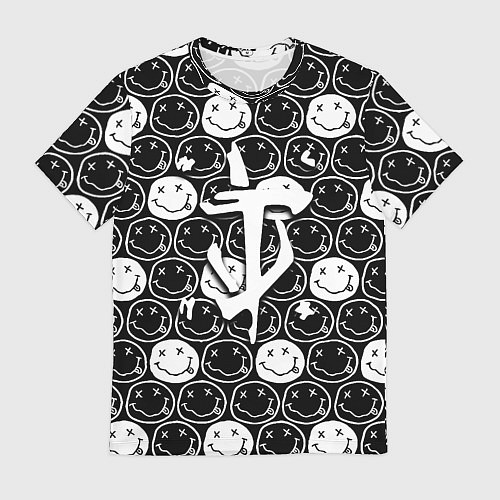 Мужская футболка Doom x nirvana pattern / 3D-принт – фото 1