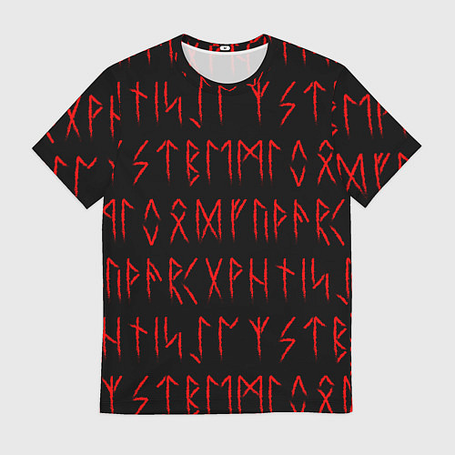 Мужская футболка Красные символы древних рун крупные - паттерн / 3D-принт – фото 1