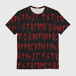 Футболка мужская Красные символы древних рун крупные - паттерн, цвет: 3D-принт