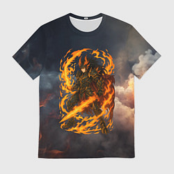 Футболка мужская Герой аниме дракон с огненным мечем, цвет: 3D-принт