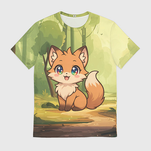 Мужская футболка Кавайная лисичка - аниме / 3D-принт – фото 1