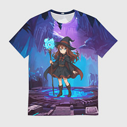 Мужская футболка Аниме девочка маг с волшебных посохом