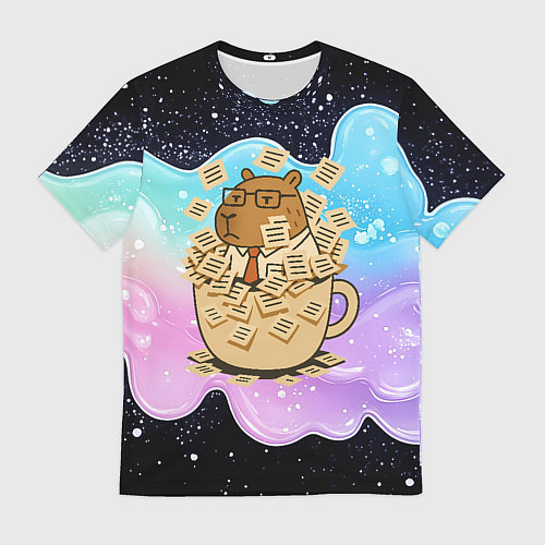 Мужская футболка Менеджер капибара в кружке в стикерах / 3D-принт – фото 1