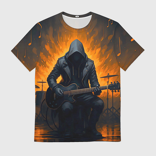 Мужская футболка Гитарист играющий в пламени / 3D-принт – фото 1