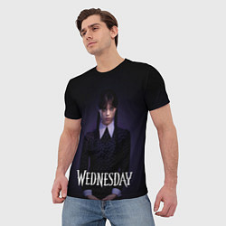 Футболка мужская Уэнсдэй в черных слезах Wednesday, цвет: 3D-принт — фото 2