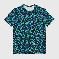 Мужская футболка Сине-зелёный абстрактный паттерн