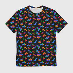 Мужская футболка Разноцветные детали мозаики на черном