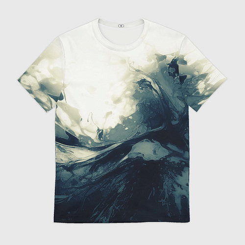 Мужская футболка Чёрно-синие абстрактные краски / 3D-принт – фото 1