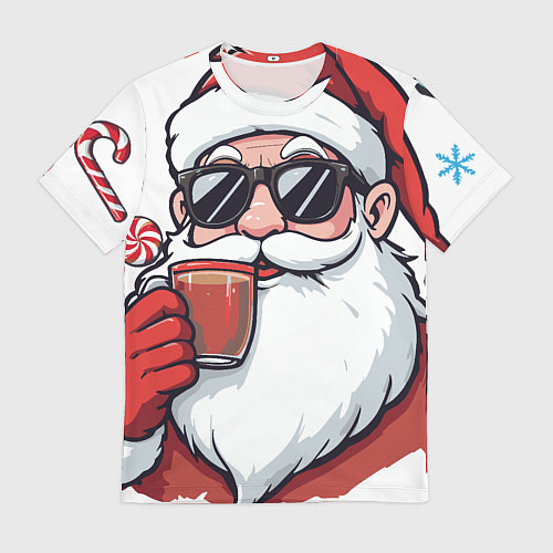 Мужская футболка Санта Клаус в стильных солнцезащитных очках / 3D-принт – фото 1