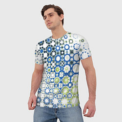 Футболка мужская Сине-зеленая абстракция, цвет: 3D-принт — фото 2