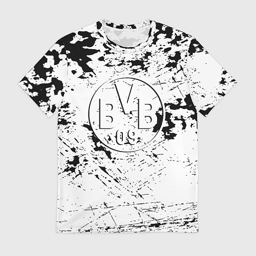 Мужская футболка Borussia черно белые краски / 3D-принт – фото 1