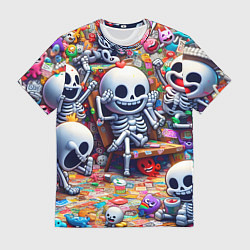 Футболка мужская Смеющиеся прикольные скелетики - нейроарт, цвет: 3D-принт