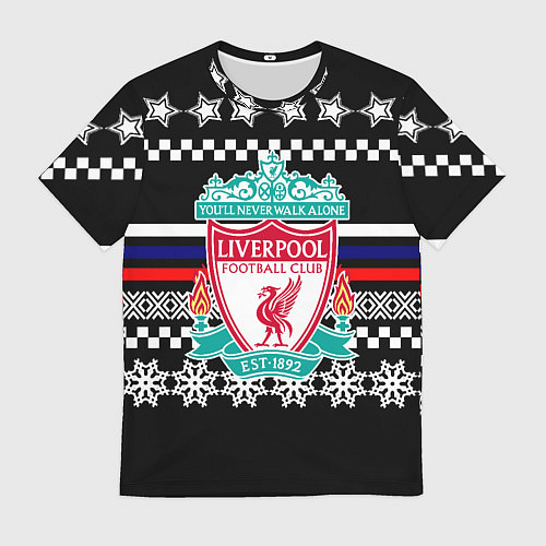Мужская футболка Ливерпуль текстура триколор зима / 3D-принт – фото 1