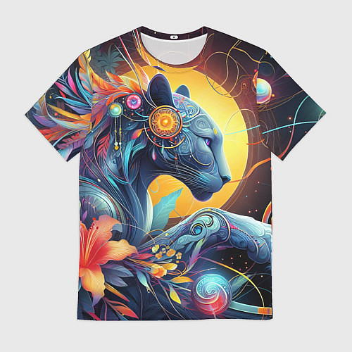 Мужская футболка Сказочная пантера - нейроарт фантазия / 3D-принт – фото 1