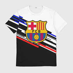 Футболка мужская Barcelona полосы текстура спорт, цвет: 3D-принт