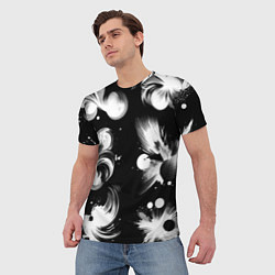 Футболка мужская Чёрно-белый абстрактный паттерн, цвет: 3D-принт — фото 2