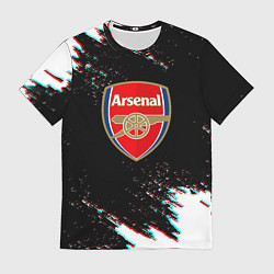Футболка мужская Арсенал краски глитч текстура, цвет: 3D-принт
