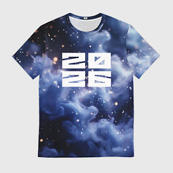 Мужская футболка 2026 синяя дымка с искрами