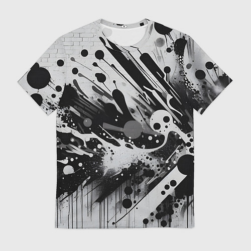 Мужская футболка Абстрактная экспрессивная композиция - киберпанк / 3D-принт – фото 1