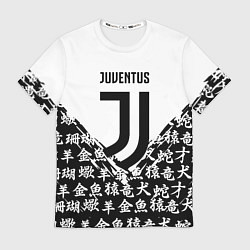 Футболка мужская Juventus символы китайские, цвет: 3D-принт