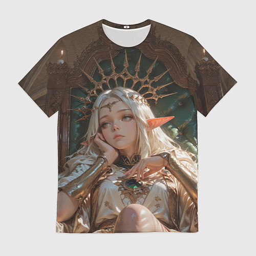 Мужская футболка Беловолосая королева эльфов на троне / 3D-принт – фото 1