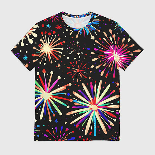 Мужская футболка Абстракция с салютами / 3D-принт – фото 1