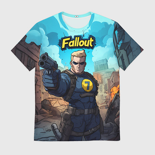 Мужская футболка Fallout смотритель с пистолетом / 3D-принт – фото 1