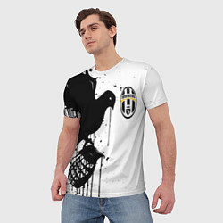 Футболка мужская Ювентус черная птица краски, цвет: 3D-принт — фото 2