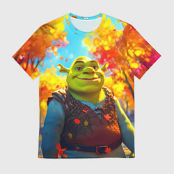 Футболка мужская Шрек осенний фон, цвет: 3D-принт
