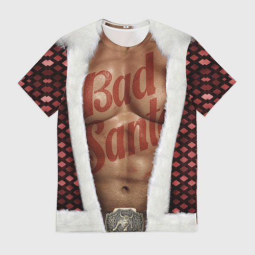 Мужская футболка Костюм деда мороза с накаченным прессом / 3D-принт – фото 1