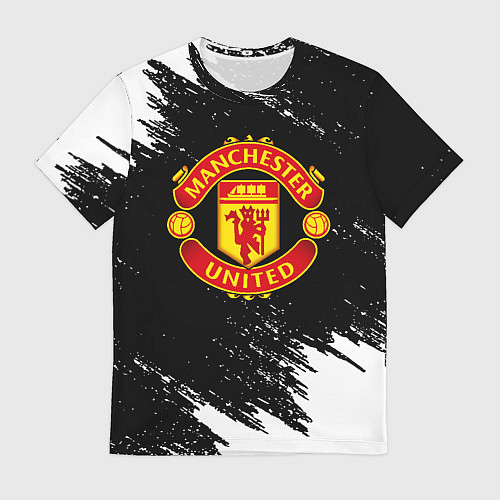 Мужская футболка Манчестер Юнайтед белые краски / 3D-принт – фото 1