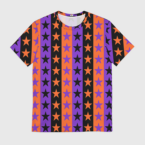 Мужская футболка Звёзды Хэллоуина паттерн полосатый / 3D-принт – фото 1