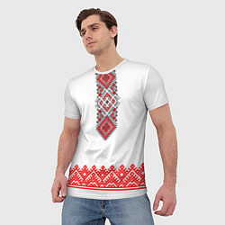 Футболка мужская Славянская вышиванка с узорами и оберегом, цвет: 3D-принт — фото 2