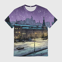 Футболка мужская Ночь в новогодней Москве, цвет: 3D-принт