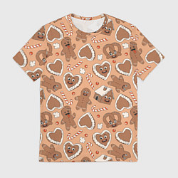 Мужская футболка Паттерн с новогодним печеньем