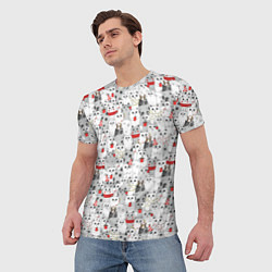 Футболка мужская Новогодние котики, цвет: 3D-принт — фото 2