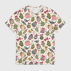 Мужская футболка Новогодний паттерн