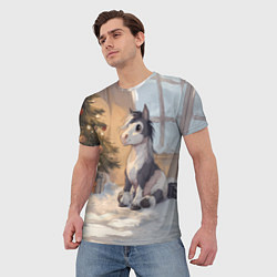 Футболка мужская Лошадка у елки, цвет: 3D-принт — фото 2