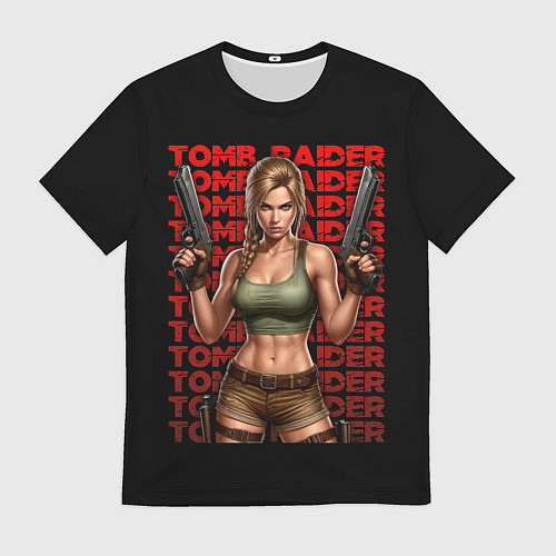 Мужская футболка Лара Крофт с пистолетами в руках / 3D-принт – фото 1