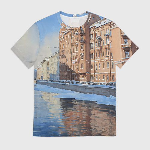 Мужская футболка Зимний Санкт-Петербург / 3D-принт – фото 1